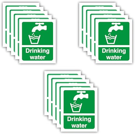 11CM X 9CM Pack of 15 Self Adhesive Drinking Water Sign Vinyl Stickers, Drinking Water Signage, Drinking water sticker