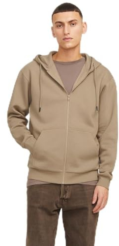 JACK & JONES Regular fit huvjacka huvtröja med dragkedja, enfärgad, dragkedja, tröja, jJEBRADLEY, Koriander, S