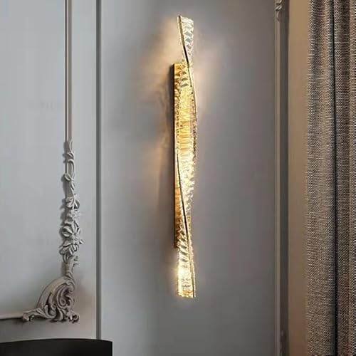 LOGT Modern Wandleuchte in Gold LED Kristall Wandlampe Innen 3 Farbtemperatur Nachttischlampe Wand Kristalllampe Wohnzimmer Wandbeleuchtung für Schlafzimmer Flur Treppen Restaurant Hotel