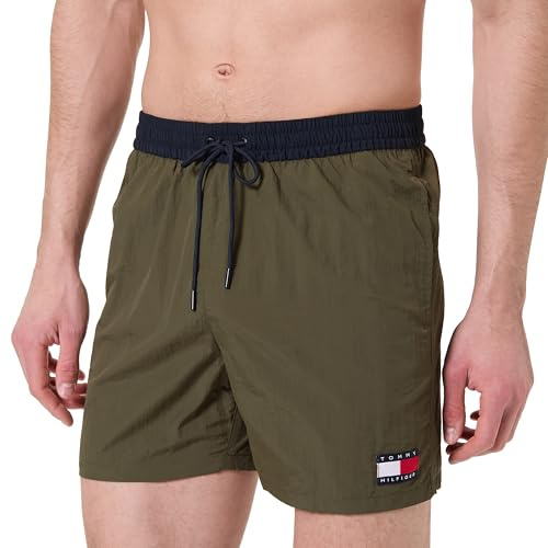 Tommy Hilfiger Uomo Pantaloncino da Bagno Medium Drawstring con Coulisse, Verde (Army Green), S