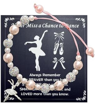 AORHOFJ Ballerina Mädchen Perlenarmband - Verstellbare Geflochtene Schnur Schmuck Armband für Kinder und Damen - Stretch Armband Geschenk