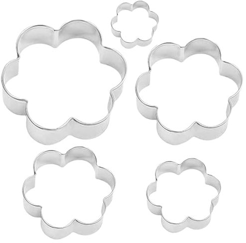 NIYATA 5Pcs Emporte Piece, Emporte Piece Patisserie,Emporte Piece Fleur en Acier Inoxydable,50 à 93MM,pour Gâteaux,Biscuits,Desserts,Cookie Cutters