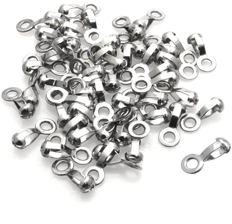 BE-TOOL 100 Pcs Ball Chain Pull Loop Connectors Pull Loop Crimp Link Stainless Steel Connection for Ceiling Lights Ceiling Fans Bracelets Necklace DIY Art Making(4.5mm/0.17in)
