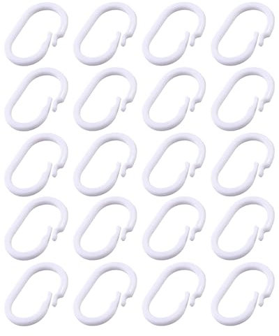 MYGLOAR 20 ganchos de plástico para cortina de ducha, anillos para cortina de ducha, anillos para cortina de ducha en forma de C, anillos para colgar cortinas, no se caen fácilmente