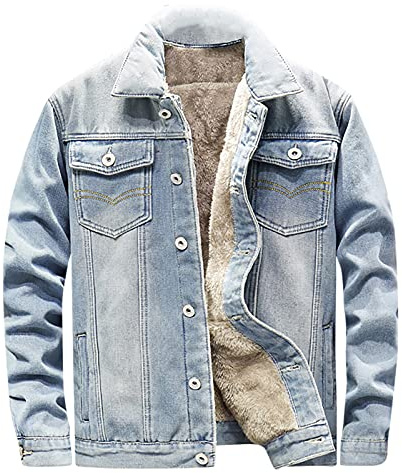 NUSGEAR Chaqueta de vaquera Hombre otoño Invierno Abrigo Grueso cálida Forro de felpa Chaqueta Moda Casual Top Suelto botones trabajo denim Cardigan mezclilla caliente outwear Talla grande 2024
