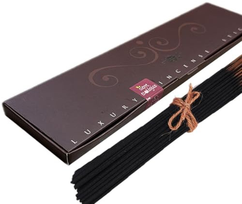 Caja con 40 Sticks de Incienso Naturales Luxury de 25 cm, Aroma Premium Muskade, Meditación, Limpieza Energética, Equilibrio, Armonización y Buen Ambiente.