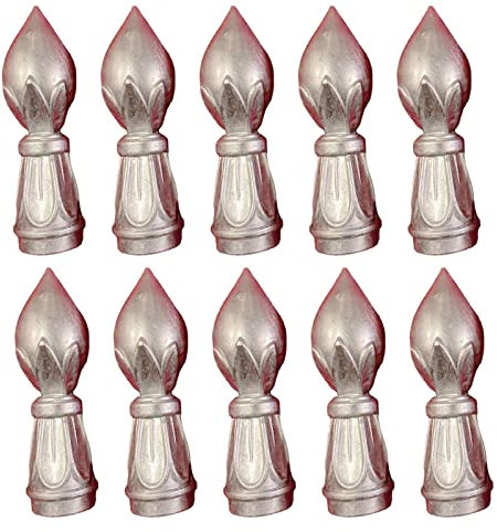 CHFYIJYHM Terminali for Recinzione da 10 Pezzi, Recinzione Ornamentale in Alluminio con Base Circolare Testa di Lancia for Recinzione Pratica for cancello Metallico in Ferro battuto da Giardino