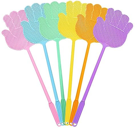 SXTYYH 6 Stück Palmenform Fliegenklatsche, Langlebig Und Aufhängbares Design, Verdicktes Mesh Und Anti-Rutsch-Griff, Perfekt for Innen Und Außen Schädlingsbekämpfung