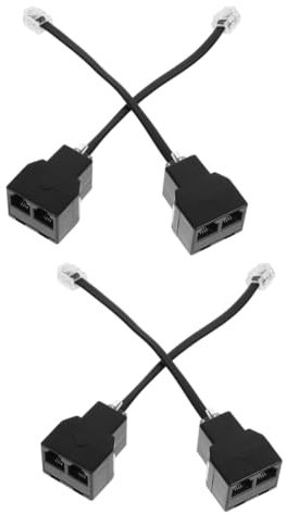 PHENOFICE 2sets Cable Adapter Plug Phone Splitter for 6p4c Detachable Lines Adapter Rj11 Rj14 Compatible 2pcs*2