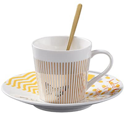 Set di tazze da tè e caffè in ceramica a specchio, elegante tazza e piattino per tè, cappuccino, latte, perfetto per la casa o come regalo, elegante collezione di bicchieri