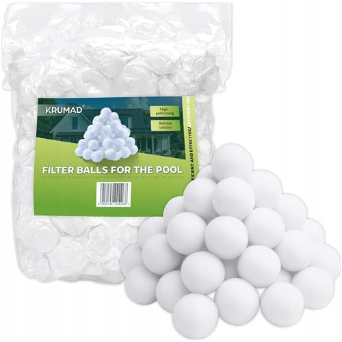 KRUMAD Filterbälle Pool 1500g, Ersetzt 50 kg Filtersand, Wiederverwendbar für Sandfilteranlage Pool, Hohe Filtrationsleistung, Filterbälle für Sandfilteranlagen, Umweltfreundlich