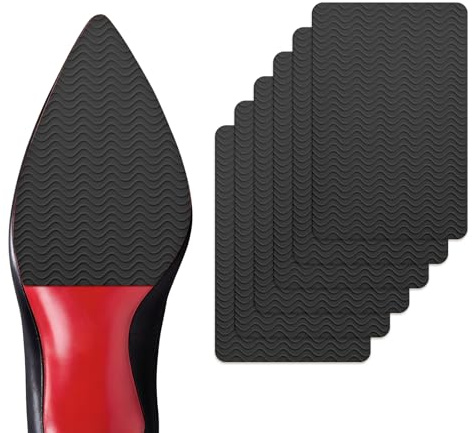 Shoe Sole Bottom Protector Grips - Welnove 6 Pcs Non Slip Shoe Bottom Protector for Women High Heels - Self-Adhesive Sole Guard Anti-Slip Pads for Men Boots - Silicone Shoe Sole Covers (Black)