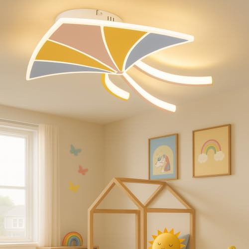 Epochglo Deckenlampe Kinderzimmerlampe 53CM, Kinderzimmer Lampe Decke dimmbar mit Fernbedienung, Kreativen Bunte Drachenform LED Deckenleuchte 3000K-6500K, Timer & Nachtlicht für Babyzimmer