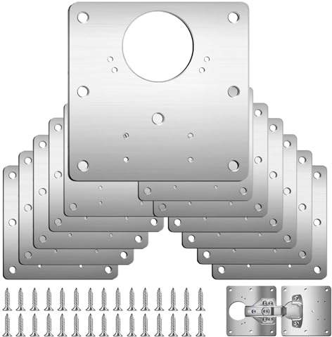 12pcs Hinge Repair Plate Kit,Cabinet Door Metal Hinge Repair Plates | Hinges Repair Assorted For Cupboard,Wardrobe,Kitchen Doors Replacement (12)