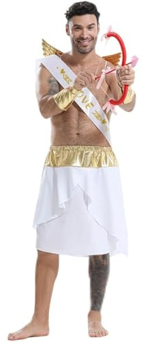Lpitoy Amor-Kostüm für Herren, Amor-Cosplay-Outfits mit Pfeil und Bogen, Amor-Kostümzubehör für Halloween, Valentinstag-Cosplay