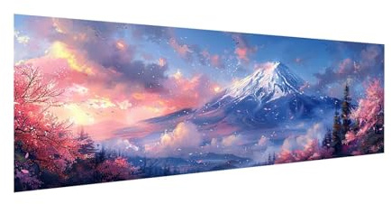 Diamond Painting Adultos, 5D Pintura Diamante Montaña Dibujos con Diamantes Grande 300x100cm, DIY Cuadro Diamantes flores cerezo Diamond Art Punto de Cruz Puzzle Manualidades, Decoracion Pared 2Y-110
