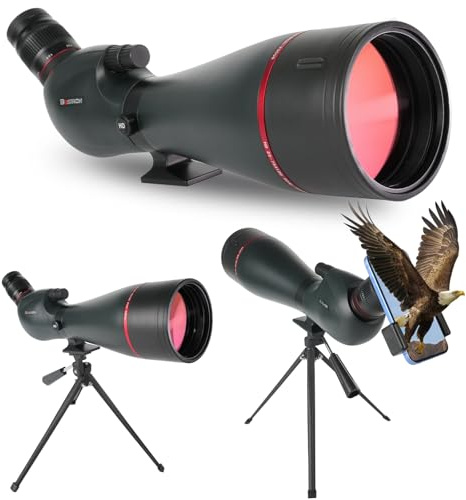 BOSTRON 25-75x100 Spotting Scope for Target Shooting with Upgraded Tripod Carrying Bag and Phone Adapter Angled Spotter Scope for Bird Watching Hunting Wildlife Scenery Monocular for Adults