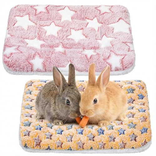 Yolev 2 Piezas de Cama para Conejos, Cueva Lavable para cobayas, Esterilla térmica, casa cálida Conejos, hámsters, Ardillas, Chinchillas (34cm X 26cm)