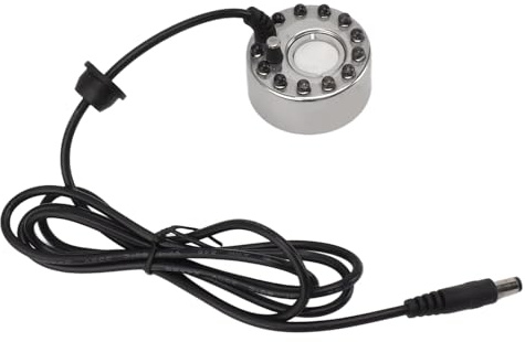 Bvznmilhd 12 LED Nebelmaschine, Wasserspringbrunnen Teich Luftbefeuchter mit Farbigen Lichtern, Ultraschall Zerstäuber für Innen Außen Teiche Felsgarten Fischtank Vase, DC 5V Betrieben Legie