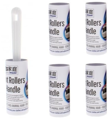 5-Pack Extra Sticky Lint Roller Set – 300 Total Sheets Professional Pet Hair Remover for Clothes, Furniture & Car Upholstery High-Tack Adhesive Fabric Dust Brush Easy-Tear Refillable Rollers.