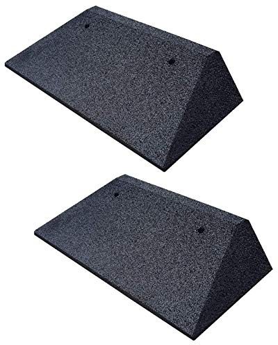 Bordsteinkanten-Rampe-Set (2 Stück), LxBxH: 50 x 25 x 10 cm aus Gummi (schwarz) Auffahrrampe,Türschwellenrampe, mit eingelagerten Unterlegscheiben zur Befestigung