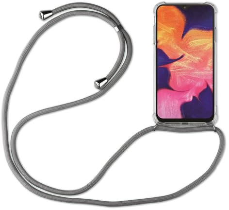 Hülle Kompatibel mit Samsung Galaxy A20e | Handykette Smartphone Halskette Hülle mit Band | Handyhülle mit Kordel zum Umhängen Kompatibel für Galaxy A20e | Grau