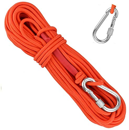 EMAGEREN Corda Ausiliaria 20 M Corda da Outdoor Poliestere/Nylon Corda Trekking 7 mm Diametro con 1 Moschettono Anti-UV, Corda Escursione per Pesca, Alpinismo, Campeggio, Salvataggio