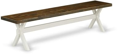 East West Furniture X-Style modern matbänk med träsäte, 183 x 45 cm, XB077
