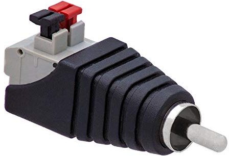 1x Cinch RCA-Stecker Adapter > Terminal Block 2 Pin Druck Klemmen Kabel Verstärker