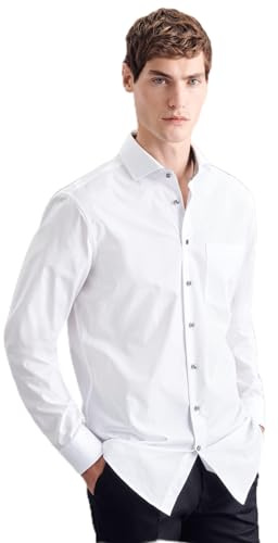 Seidensticker Homme Chemise Regular Fit Langarm Popeline Blanc, 40 EU