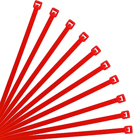 XINGO Red Cable Ties Pack of 500, 250mm x 3.6mm,Premium Nylon Durable Zip Ties, Self-Locking UV Resistant Nylon Plastic Wire Ties for indoor and outdoorTies for indoor and outdoor (250mm x 3.6mm, Red)