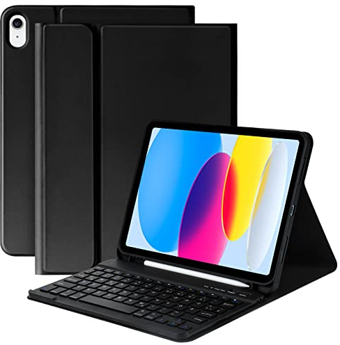 KBCASE für iPad 10/11 Generation Hülle mit Tastatur Slim Tastatur Hülle für iPad 10. Gen/11. Gen Abnehmbare Bluetooth Keyboard für 10. Gen 10,9 2022/11 Generation A16 2025,QWERTZ Layout