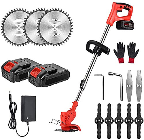 JAHQLIGHT JAHQ Decespugliatore Elettrico a Batteria Ricaricabile Litio 24V Tagliaerba Tagliabordi con Altezza e Testata Taglio Regolabile Rasaerba Giardino