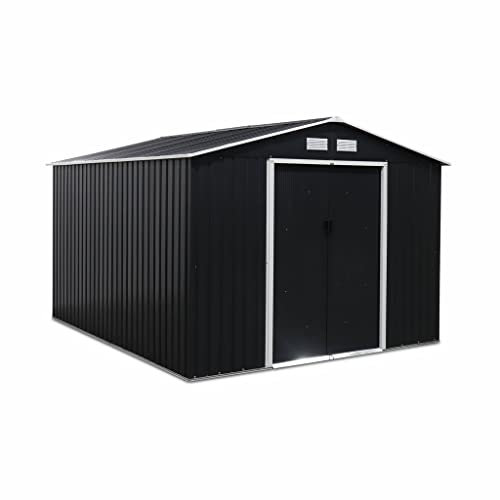 Capannone da giardino in metallo, 8.95m², Flandre, Antracite, 277x322x203 cm