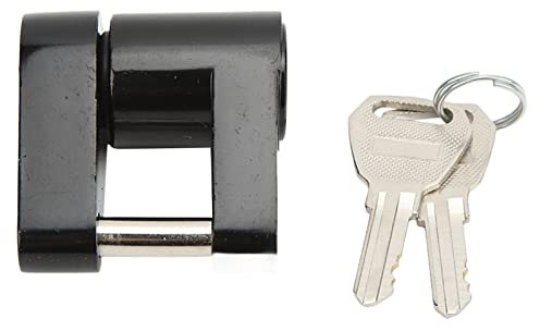 KIMISS Candado de Remolque, 1/4in Candado de Acoplador de Enganche de Remolque Cerradura de Acoplador de Remolque Antirrobo de Aleación Zine con 2 Llaves para RV Truck Camper (Negro)