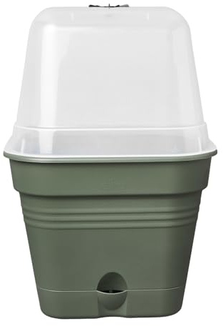 Elho Green Basics Pot De Cult Car Allin 1 20cm - Leaf Green | L 19.5 x W 19.5 x H 16.5 cm | Soucoupe Intégrée