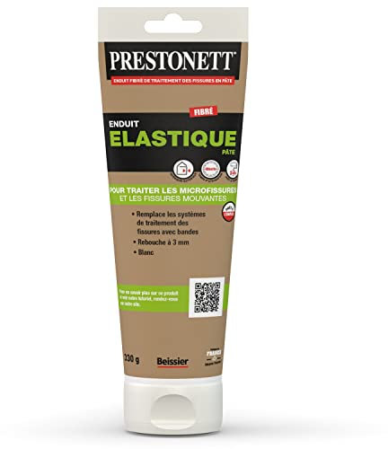 Enduit de Rebouchage Elastique PRESTONETT ELASTIQUE en Pâte en Tube 330 G pour Intérieur et Extérieur