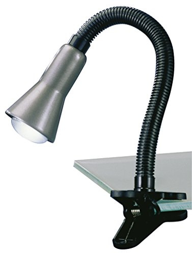 lightling Felix Klemmleuchte, Schirm Titan, Leuchtenhals in schwarz flexibel einstellbar, Schnurschalter 180 cm, max. Höhe und Auslage: 30 cm