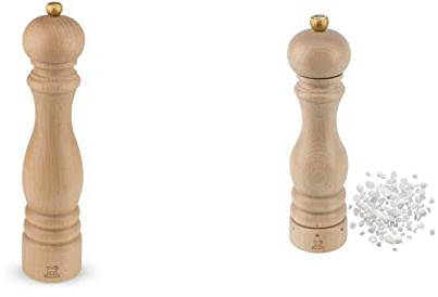 Peugeot Paris Manuelle Pfeffermühle, Höhe: 30 cm, Holz, Natur, 0870430 & Salzmühle Paris u‘Select 22 cm Natur I Hochwertige Salzmühle manuell aus naturbelassenem Buchenholz