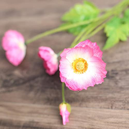 MUNACRAFT Künstliche Blumen, Mohn, Seidenblumen, Langer Stiel, Einweihungsparty, Gartentisch, Hochzeit, DIY, Party, Hochzeit, Brautstrauß, Dekoration, A-Dunkelrosa