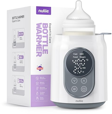 Calienta Biberones, Nuliie Calienta Biberones Eléctrico 8 en 1 para Leche Materna o Fórmula con Temporizador Digital Pantalla LCD Control de Temperatura Inteligente y Apagado Automático, 220V
