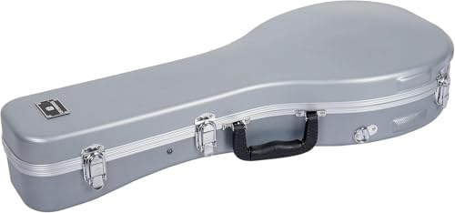 Crossrock ABS Hardshell Case-Fits Most A-Style Mandolins, with Interior Compartment, Backpack Straps-Silver (CRA862MASL)