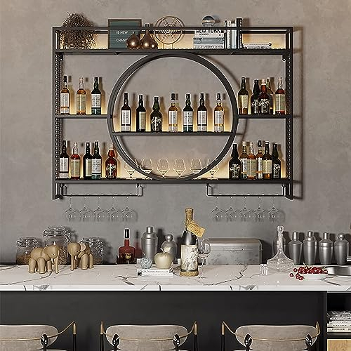 Weinregal Wand Eisen Mit Glashalter *100 Stück,Weinregal Eisen,Wandmontierte Weinregal,Weinregal Für Die Bar,Wandbar,Wand Flaschenhalter,Küchenregal Hängend Weinregale,Flaschenregal,Weinglasregal