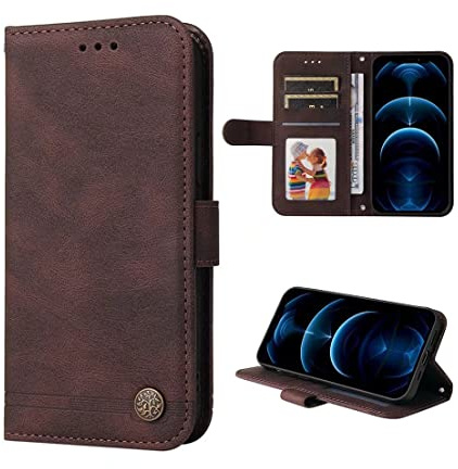SEAHAI Cuero Funda para Motorola Moto G84 5G Billetera Estuche, Carcasa con Tarjetero/Cierre Magnético/Suporte/Bloqueo RFID, Ultradelgado Cartera Flip Cover Case - Marrón