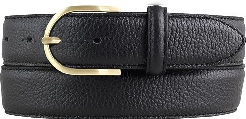 BELTINGER Italienischer Damen-Gürtel, 35 mm breit, Damen, Chinogürtel, Hosengürtel, strukturiertes Leder, Schließe Gold