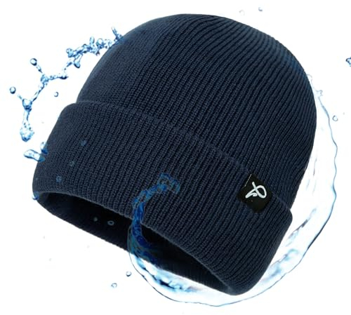 TOP-EX Wintermütze Herren & Damen, Warme Fleece-gefütterte Strickmütze Beanie, Atmungsaktive Outdoor Lauf- & Skimütze, Winddichter, Herrenmütze Blau