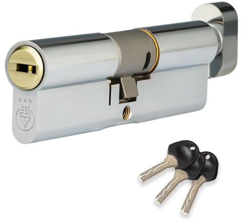 XFORT Colossus Dual Finish 3 Star Kitemarked Thumb Turn Euro Cylinder Lock 35EX/35T (70mm), British Standard TS007 Anti-Snap Barrel Lock, Upvc Door Lock.