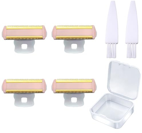 INVODA Ersatzköpfe für Damenrasierer für Finishing Touch makellosen Körper, wiederaufladbar, mit transparenter Box und 2 Reinigungsbürsten (4 Stück + Box + 2 Bürsten)