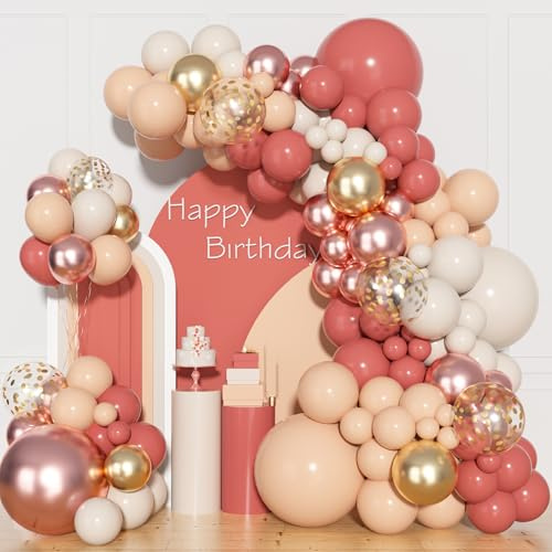 136 Stück Luftballons Rosegold, Rosegold Luftballon Girlande Set mit Ballonkette und Klebepunkten, für die Dekoration von Geburtstagsfeiern, Hochzeiten und Babypartys