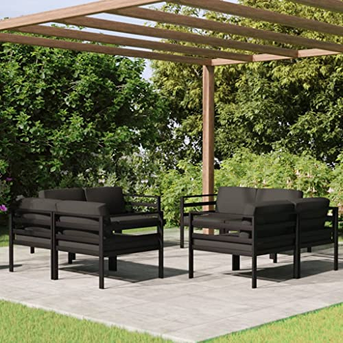 DYRJDJWIDHW gartenmöbel Rattan wetterfest,gartenliege wetterfest,8-TLG. Garten-Lounge-Set mit Kissen Aluminium AnthrazitGeeignet für Garten, Swimmingpool, Wohnzimmer, Terrasse